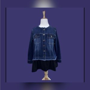 LOGO by Lori Goldstein Denim Jacket with French Terry Trim Size 16